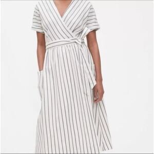 Gap Striped Linen Dress Petite 4 Size 4P